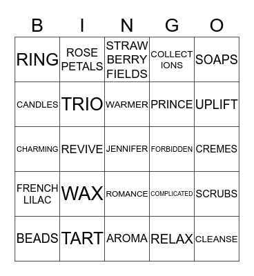 Jen's Jewel  Scent Party-Bingo Card