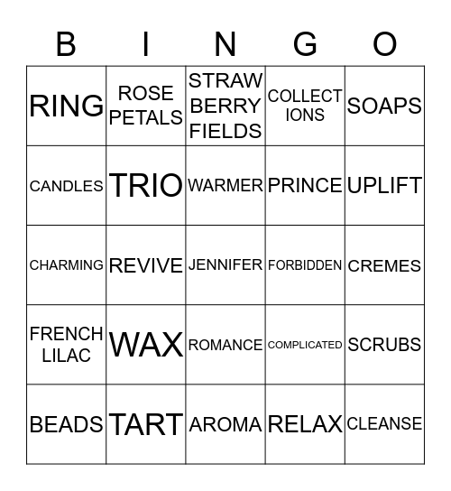 Jen's Jewel  Scent Party-Bingo Card