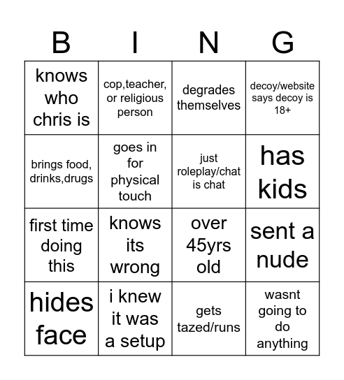 TCAP Bingo Card