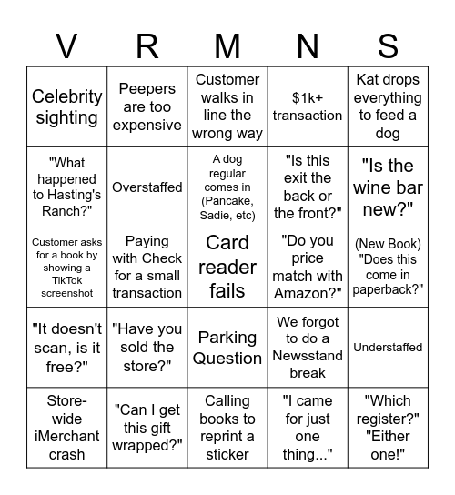 POS Bingo! Bingo Card