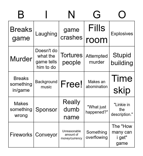Let's Game It Out bingo Card