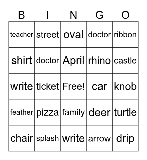 wk 2 upper Bingo Card