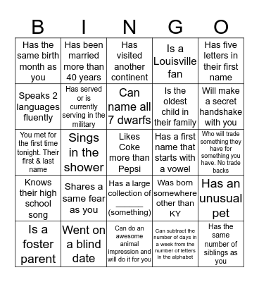 Find Someone Who Bingo Card