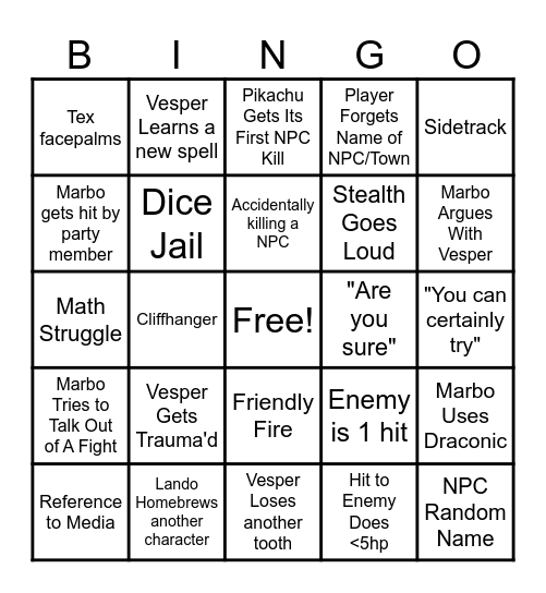 TPW BINGO Card