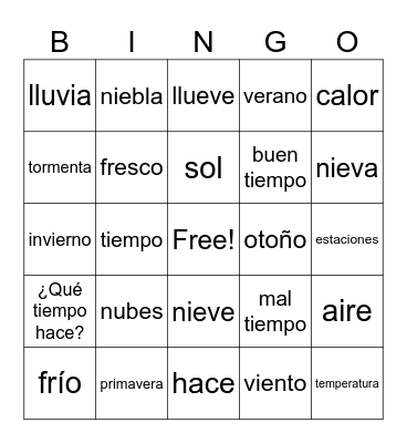 El tiempo Bingo Card