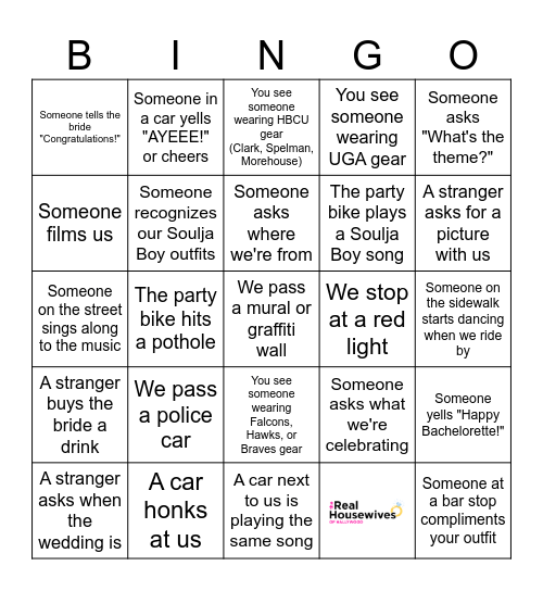 Crank that Party Bike Bingo: Bachelorette Edition Bingo Card