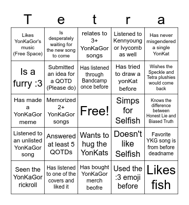 r/YonKaGor Bingo Card