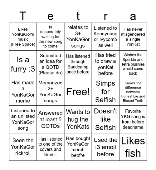 r/YonKaGor Bingo Card
