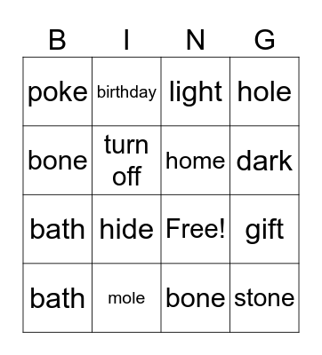 Lesson 3 Bingo Card