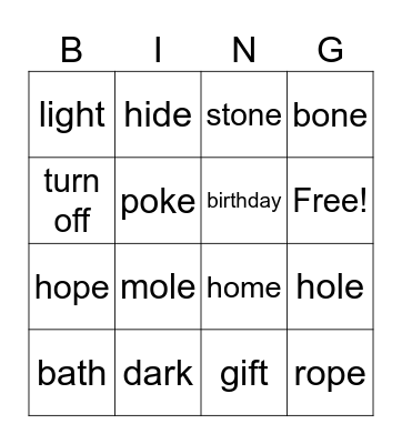 Lesson 3 Bingo Card