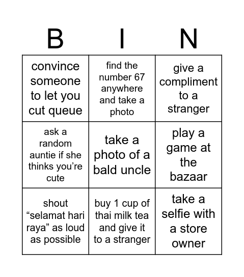 hari raya bingo Card