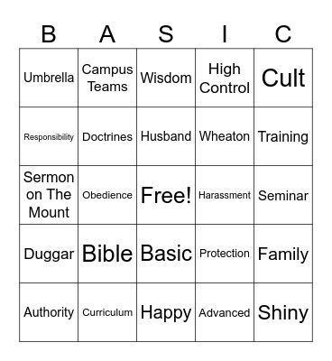 IBLP Bingo Card