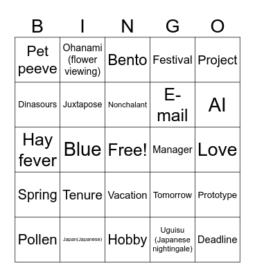 Secret Word Bingo Card