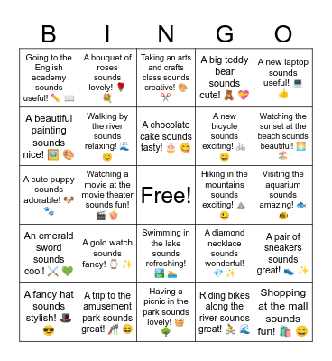 B8 L14 A visit to the museum sounds interesting! 🏛️ 😊 Bingo Card