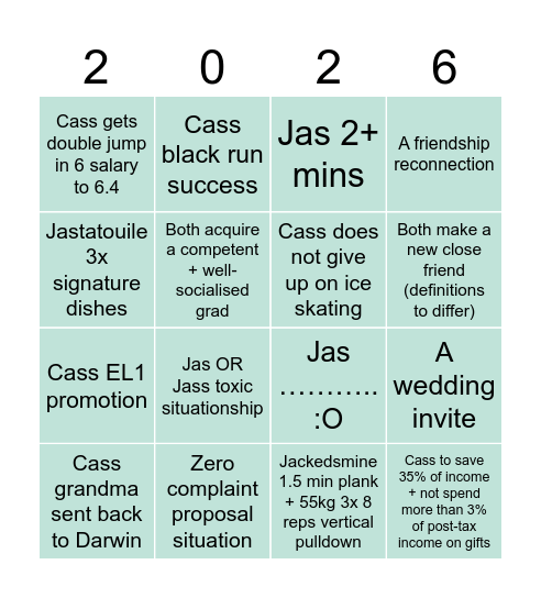 JASSANDRA Bingo Card