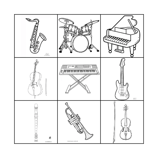 Musical Instruments Bingo Card