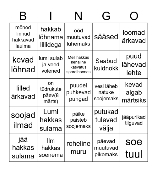 Elly bingo Card