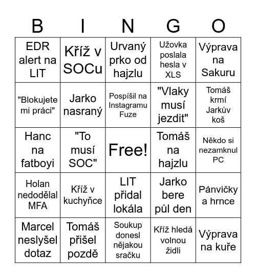 SOC Bingo Card