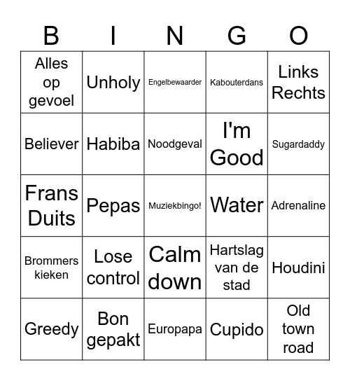 ♪♪♪ MUZIEKBINGO ♪♪♪ Bingo Card