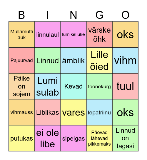 KEVAD Bingo Card