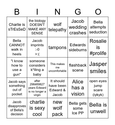Twilight - The Last Stand - pt 1 Bingo Card