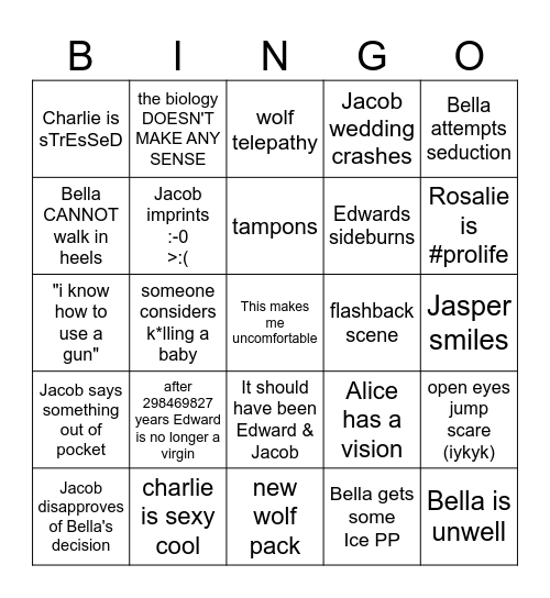 Twilight - The Last Stand - pt 1 Bingo Card