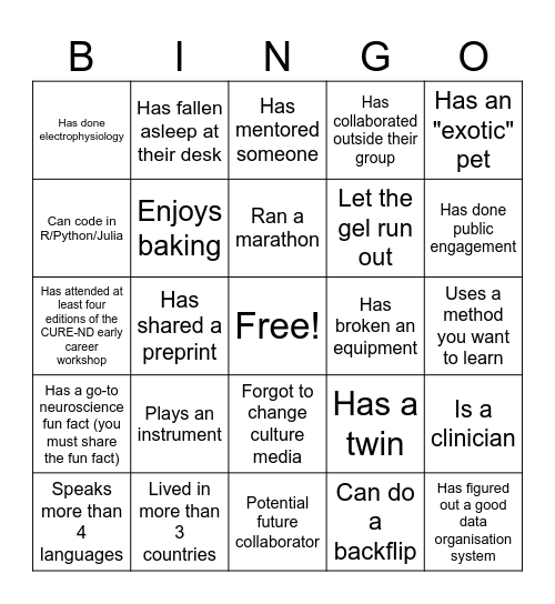 CURE-ND 2026 Bingo! Bingo Card