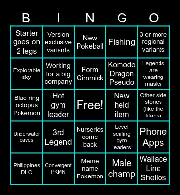WiWa Predictions Bingo Card