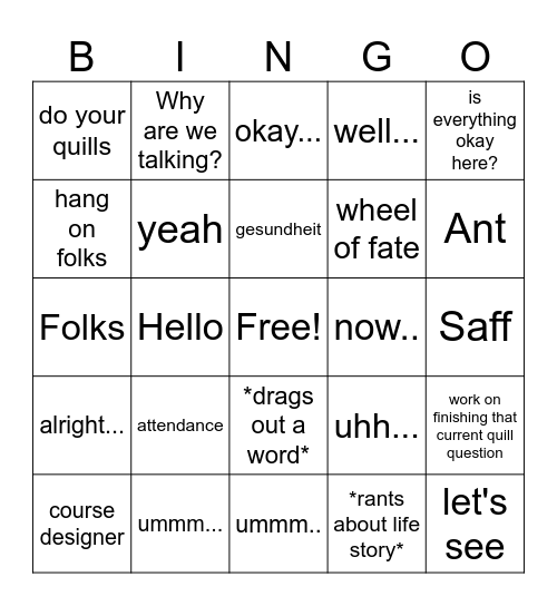 Ms Smith Bingo v3.0 Bingo Card