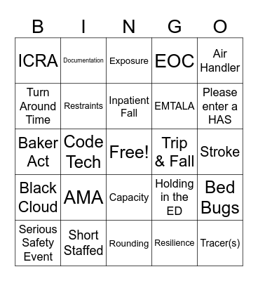 BHIP Patient Safety Week - Huddle BINGO! Bingo Card