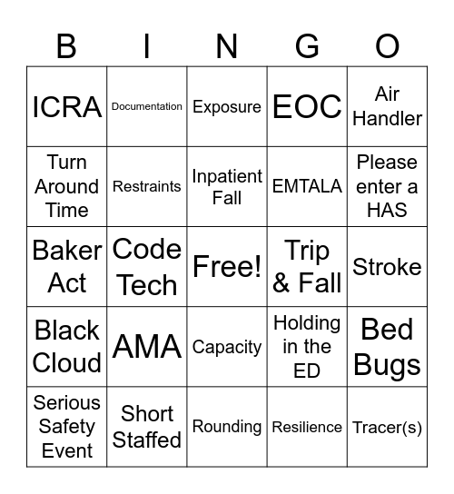 BHIP Patient Safety Week - Huddle BINGO! Bingo Card