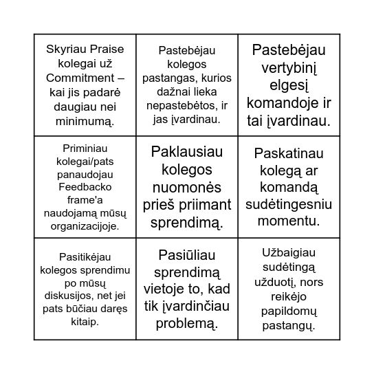 Pickitoo VALUE Bingo Card