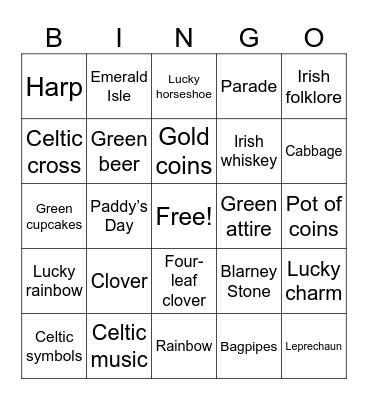 Saint Patrick's Day Bingo Card