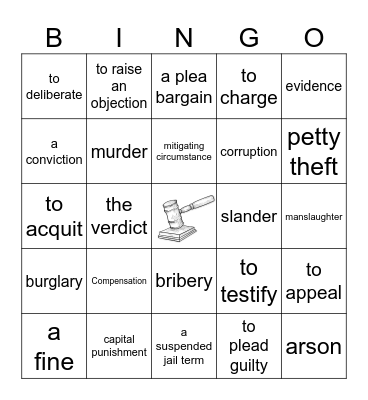 Court room Bingo Card