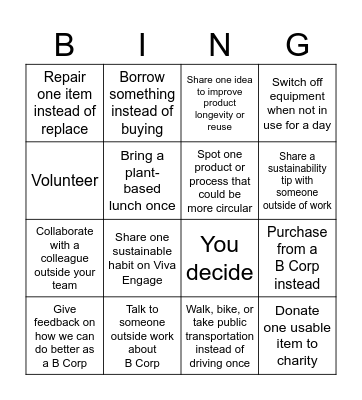 BCorpMonth Bingo Card