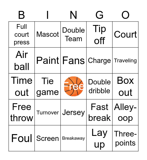 Basketball Bingo Card
