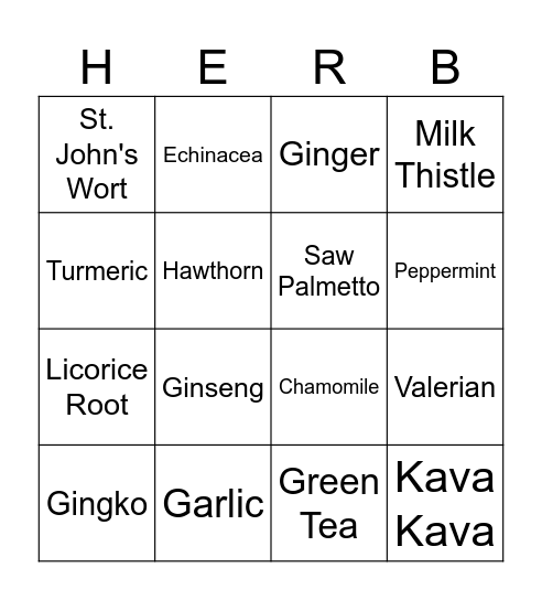 Complementary Therapies Bingo Card