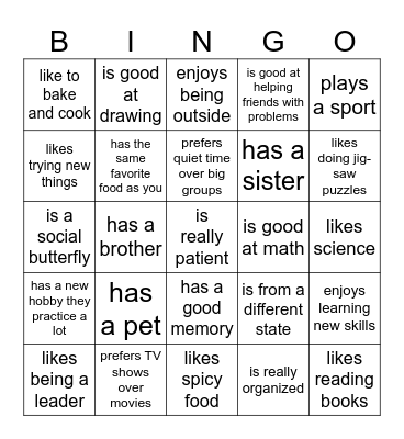 Human Bingo Card
