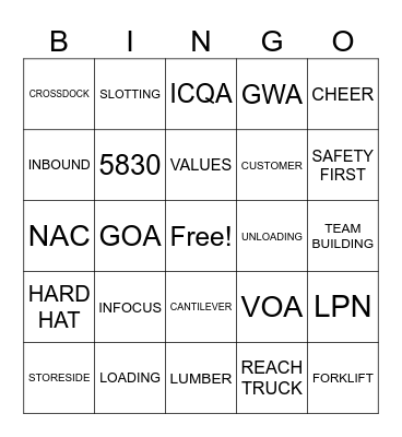 5830 BINGO Card