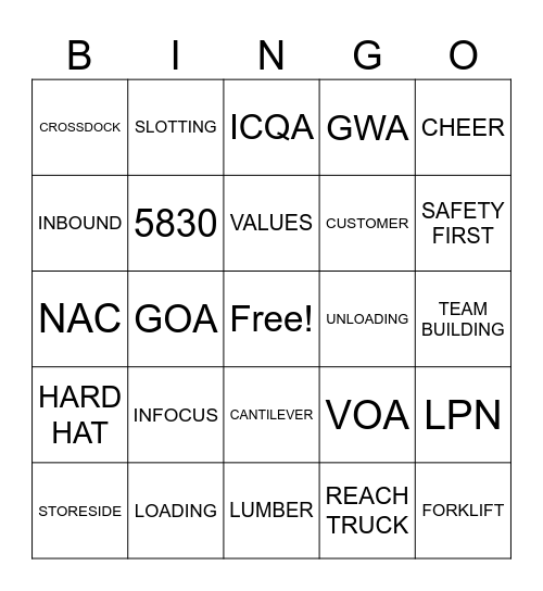 5830 BINGO Card