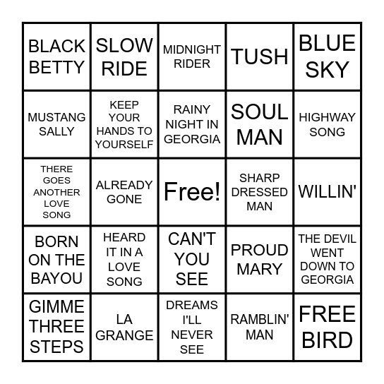 SOUTHERN FRIED Bingo Card