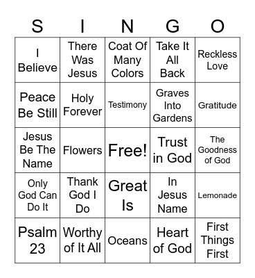 Chapel Women Bingo Card