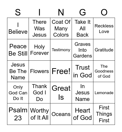 Chapel Women Bingo Card