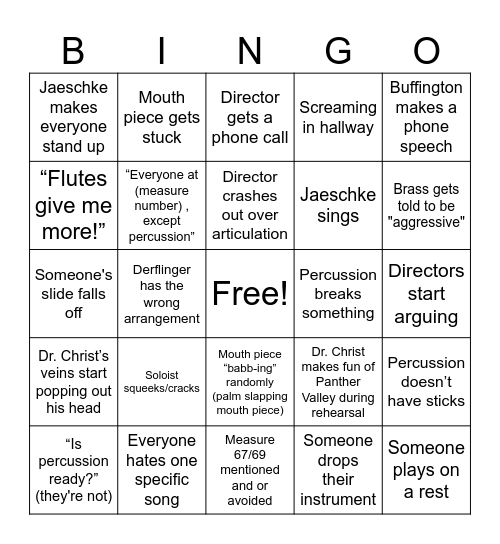 County Band Bingo Card