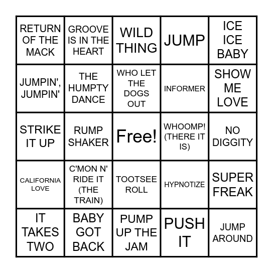 LET'S JAM Bingo Card