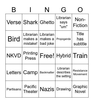 WWII Booktalk Bingo Card
