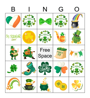 St Patrick's Day Bingo Card