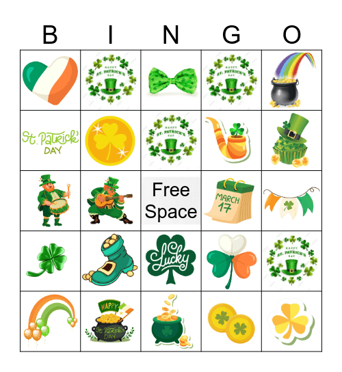 St Patrick's Day Bingo Card