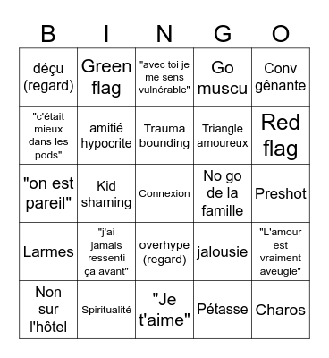 Love is blind Bingo Card