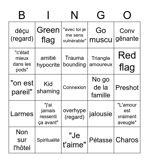 Love is blind Bingo Card